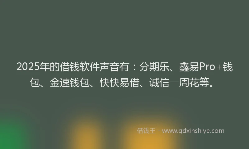 2025年的借钱软件声音有：分期乐、鑫易Pro+钱包、金速钱包、快快易借、诚信一周花等。