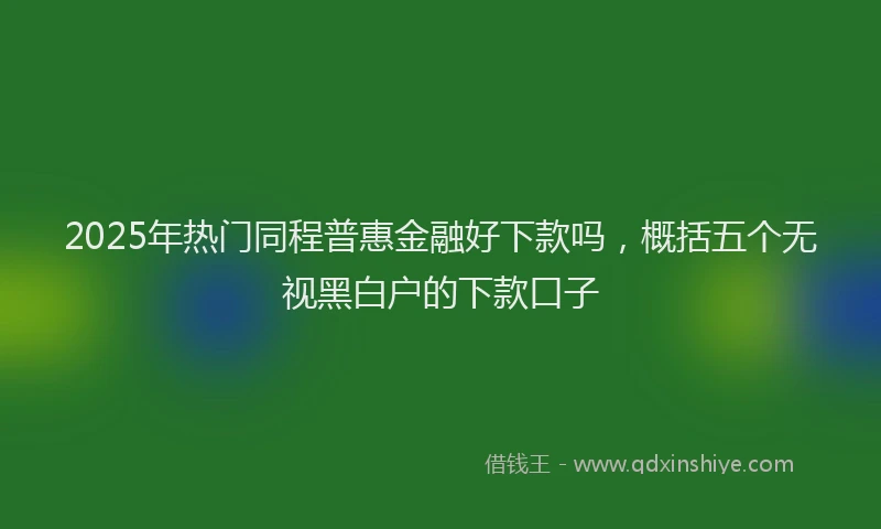 2025年热门同程普惠金融好下款吗，概括五个无视黑白户的下款口子