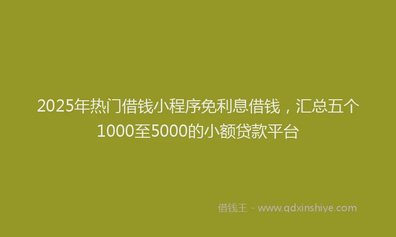 2025年热门借钱小程序免利息借钱，汇总五个1000至5000的小额贷款平台