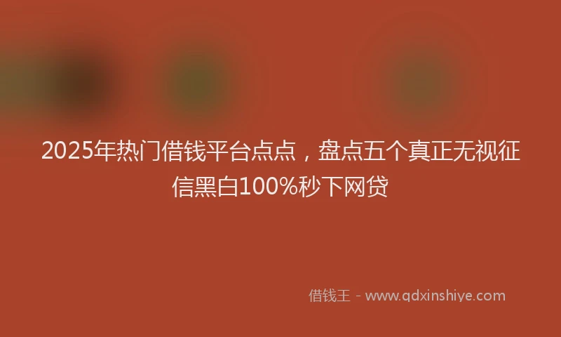2025年热门借钱平台点点，盘点五个真正无视征信黑白100%秒下网贷