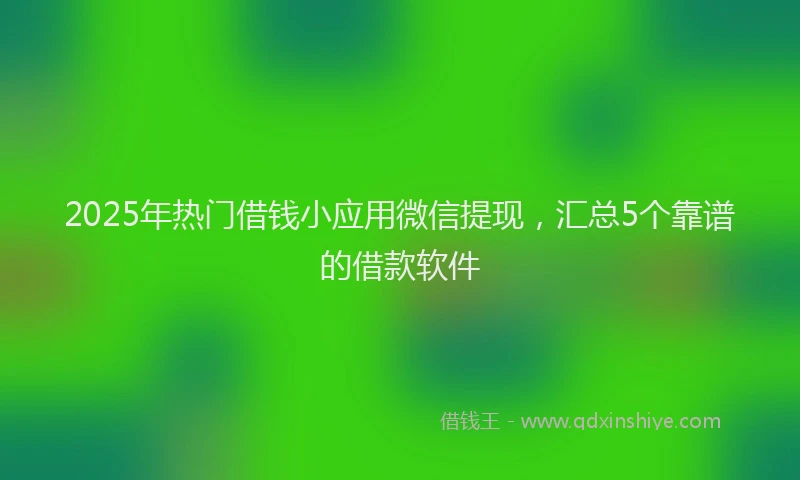 2025年热门借钱小应用微信提现，汇总5个靠谱的借款软件