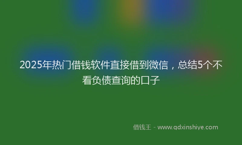 2025年热门借钱软件直接借到微信，总结5个不看负债查询的口子