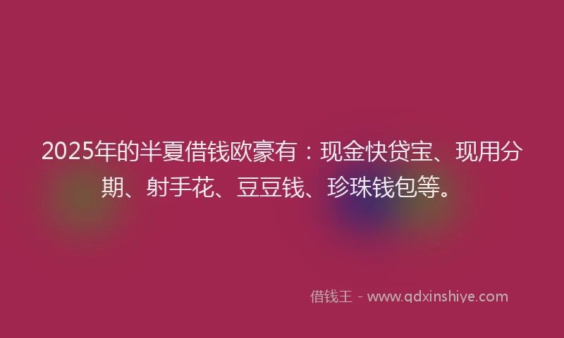2025年的半夏借钱欧豪有：现金快贷宝、现用分期、射手花、豆豆钱、珍珠钱包等。