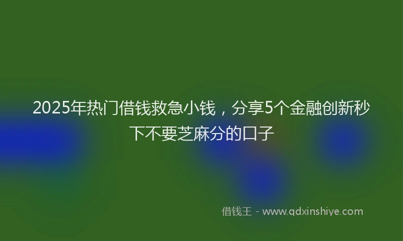 2025年热门借钱救急小钱，分享5个金融创新秒下不要芝麻分的口子