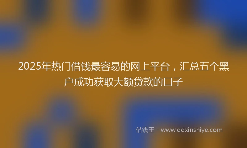2025年热门借钱最容易的网上平台，汇总五个黑户成功获取大额贷款的口子