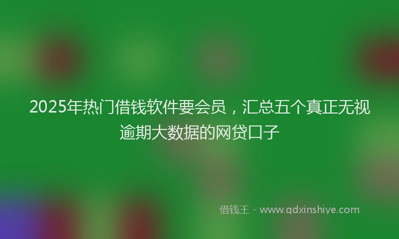 2025年热门借钱软件要会员，汇总五个真正无视逾期大数据的网贷口子
