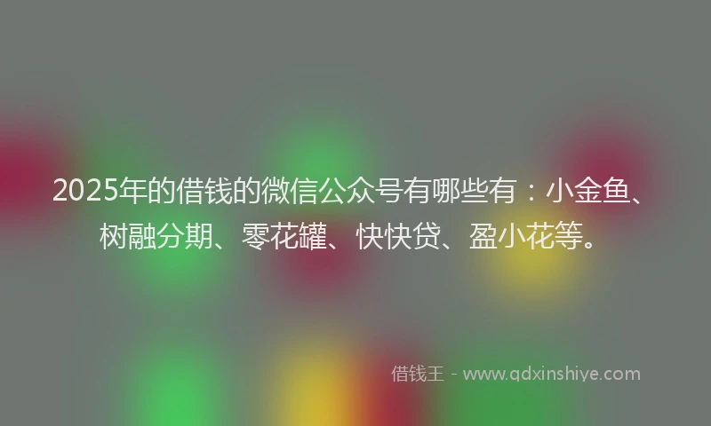 2025年的借钱的微信公众号有哪些有：小金鱼、树融分期、零花罐、快快贷、盈小花等。