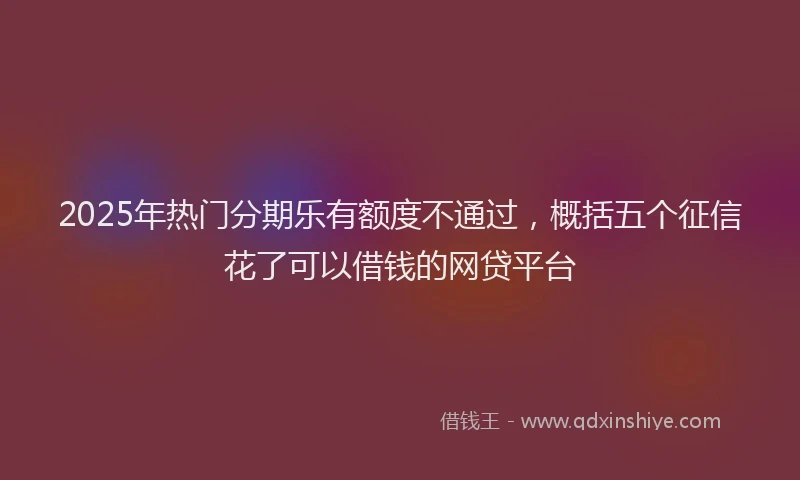 2025年热门分期乐有额度不通过，概括五个征信花了可以借钱的网贷平台