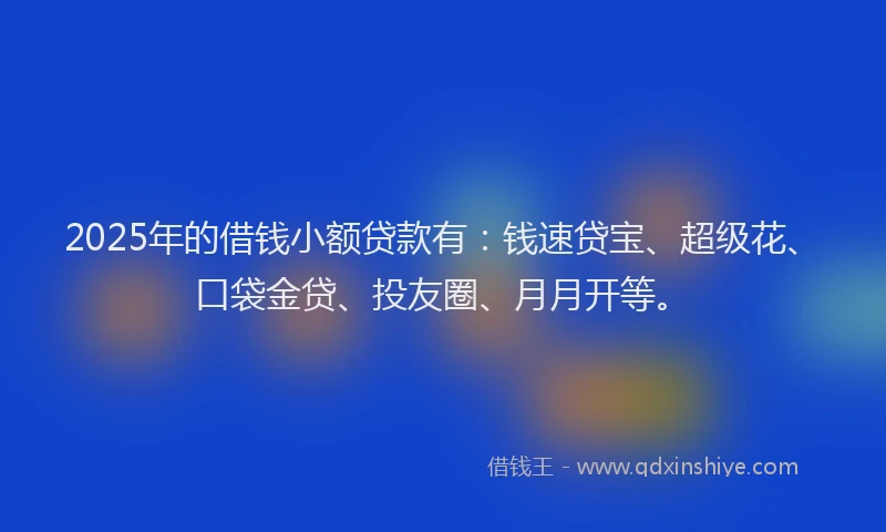 2025年的借钱小额贷款有：钱速贷宝、超级花、口袋金贷、投友圈、月月开等。