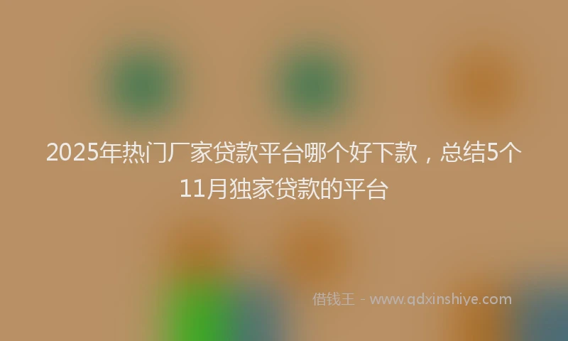 2025年热门厂家贷款平台哪个好下款，总结5个11月独家贷款的平台