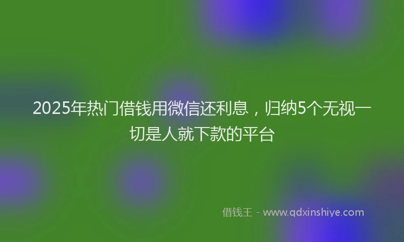 2025年热门借钱用微信还利息，归纳5个无视一切是人就下款的平台