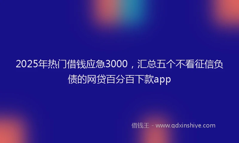2025年热门借钱应急3000，汇总五个不看征信负债的网贷百分百下款app