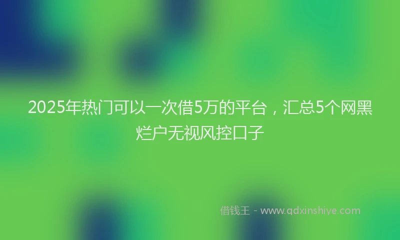 2025年热门可以一次借5万的平台，汇总5个网黑烂户无视风控口子