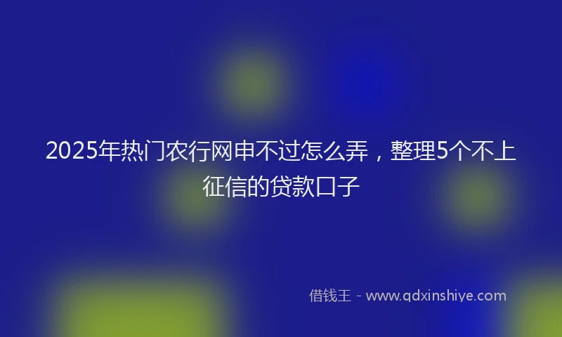 2025年热门农行网申不过怎么弄，整理5个不上征信的贷款口子