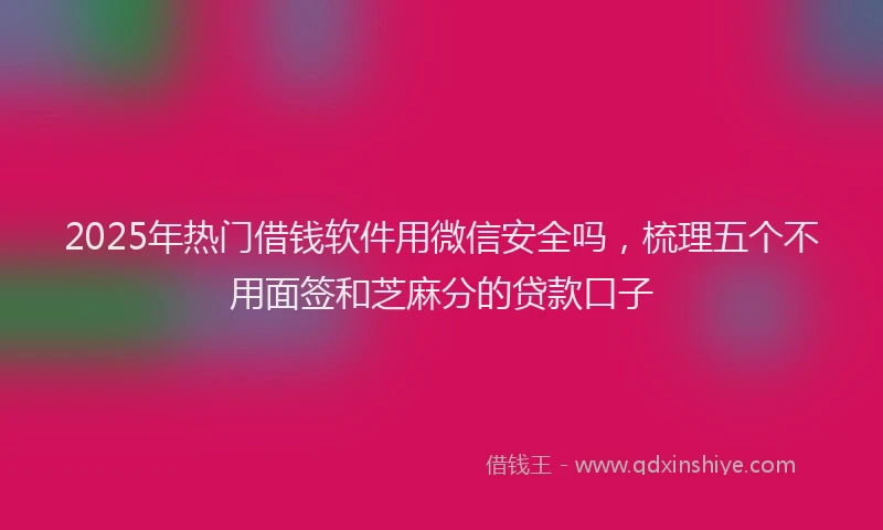 2025年热门借钱软件用微信安全吗，梳理五个不用面签和芝麻分的贷款口子