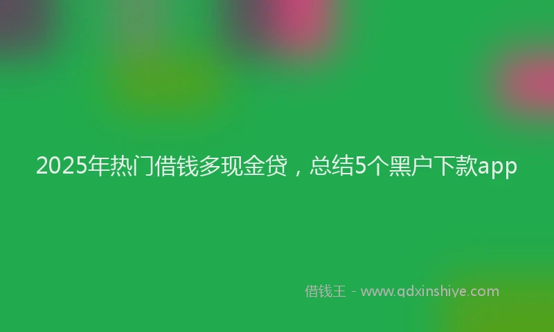 2025年热门借钱多现金贷，总结5个黑户下款app