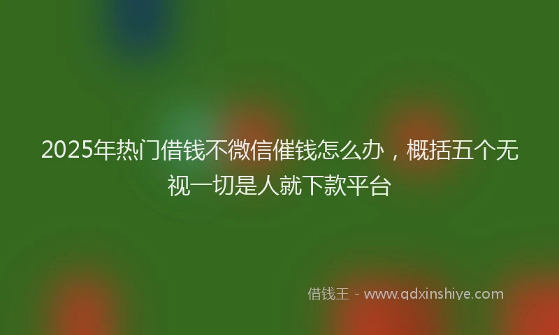 2025年热门借钱不微信催钱怎么办，概括五个无视一切是人就下款平台