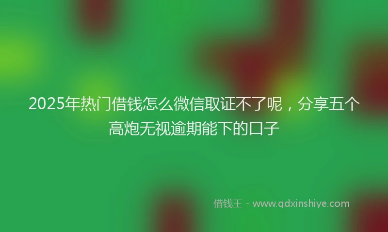 2025年热门借钱怎么微信取证不了呢，分享五个高炮无视逾期能下的口子