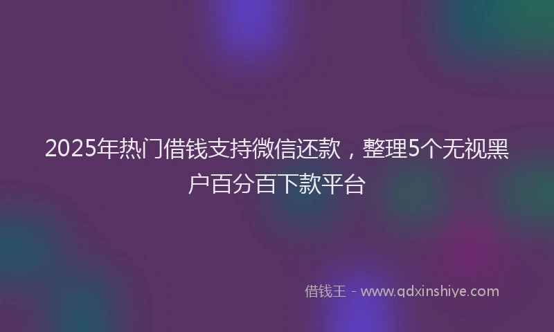 2025年热门借钱支持微信还款，整理5个无视黑户百分百下款平台