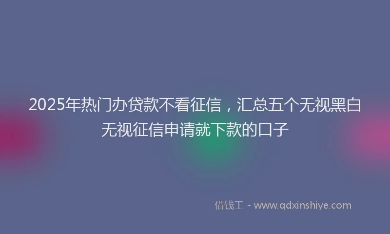 2025年热门办贷款不看征信，汇总五个无视黑白无视征信申请就下款的口子