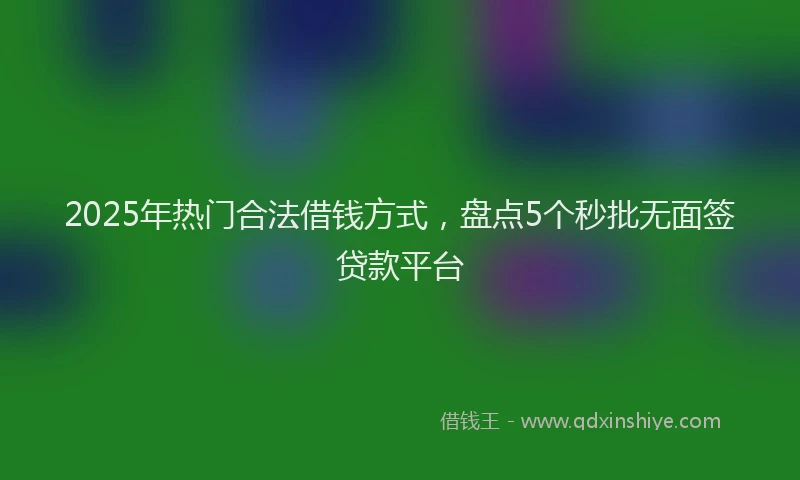 2025年热门合法借钱方式，盘点5个秒批无面签贷款平台