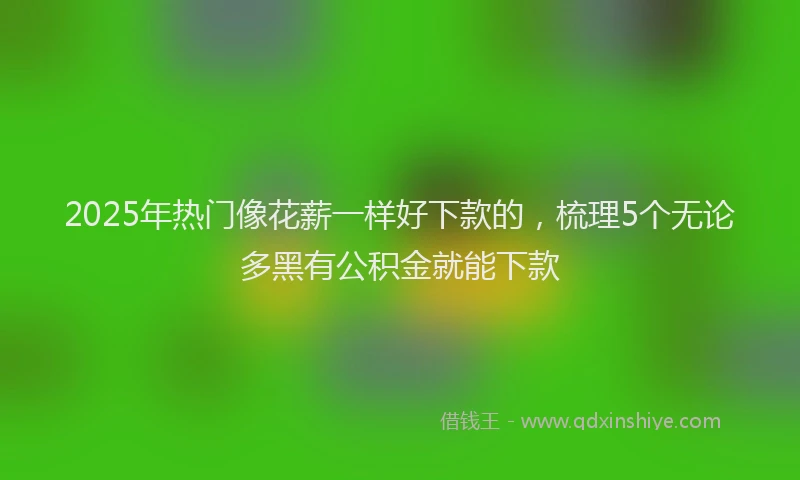 2025年热门像花薪一样好下款的，梳理5个无论多黑有公积金就能下款