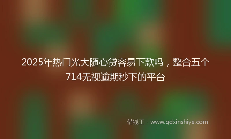 2025年热门光大随心贷容易下款吗，整合五个714无视逾期秒下的平台