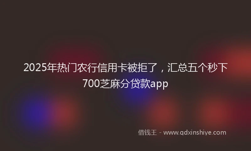 2025年热门农行信用卡被拒了，汇总五个秒下700芝麻分贷款app