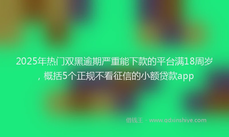 2025年热门双黑逾期严重能下款的平台满18周岁，概括5个正规不看征信的小额贷款app