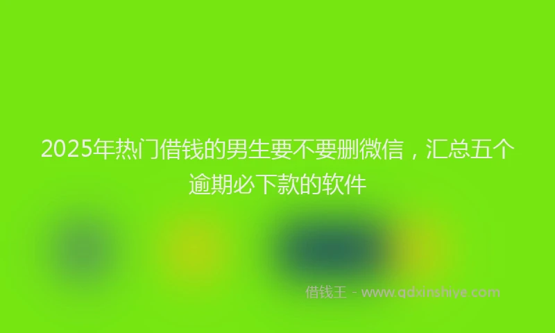 2025年热门借钱的男生要不要删微信，汇总五个逾期必下款的软件