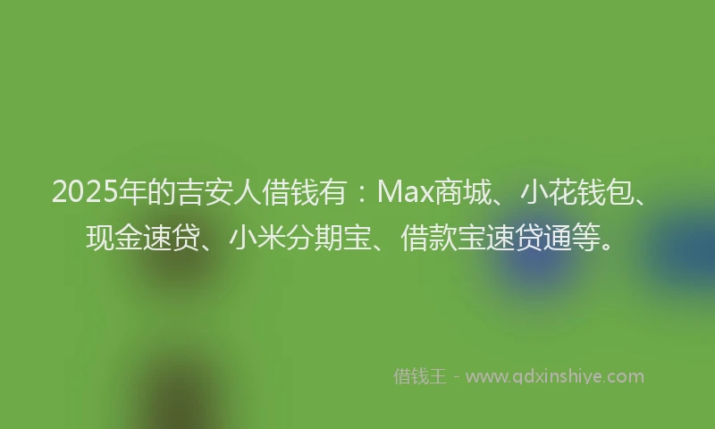 2025年的吉安人借钱有：Max商城、小花钱包、现金速贷、小米分期宝、借款宝速贷通等。