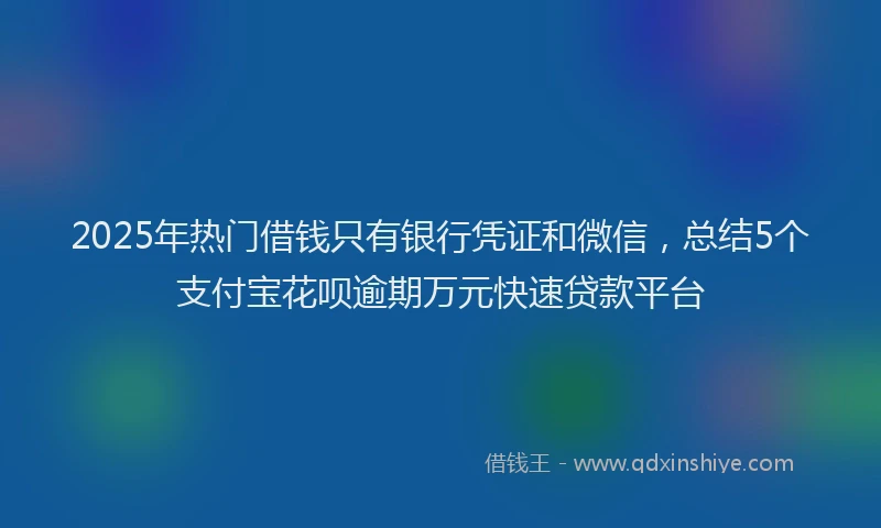 2025年热门借钱只有银行凭证和微信，总结5个支付宝花呗逾期万元快速贷款平台