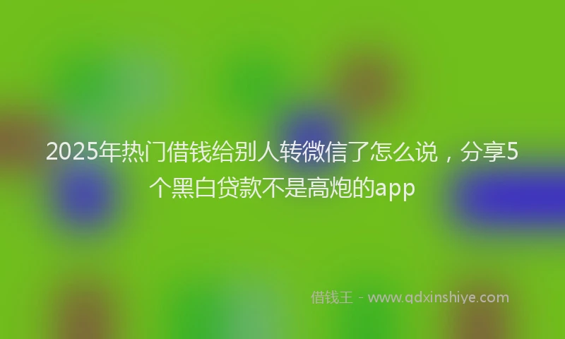 2025年热门借钱给别人转微信了怎么说，分享5个黑白贷款不是高炮的app