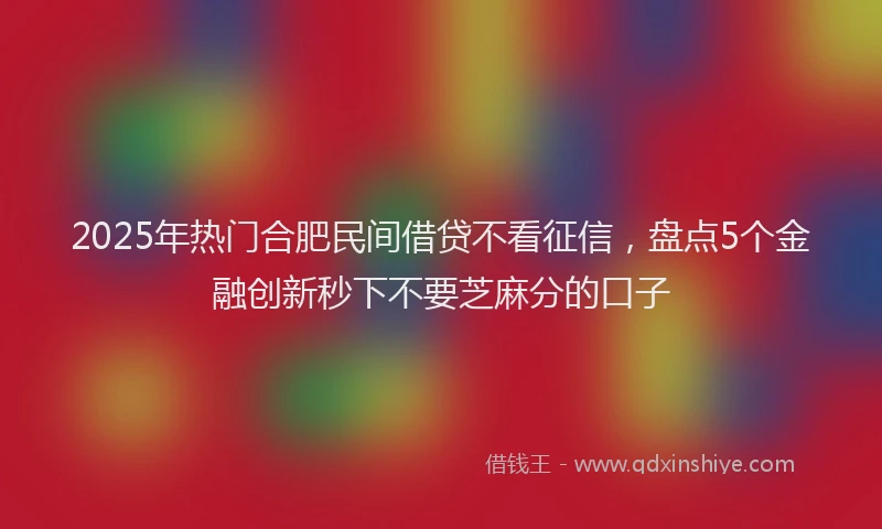 2025年热门合肥民间借贷不看征信，盘点5个金融创新秒下不要芝麻分的口子