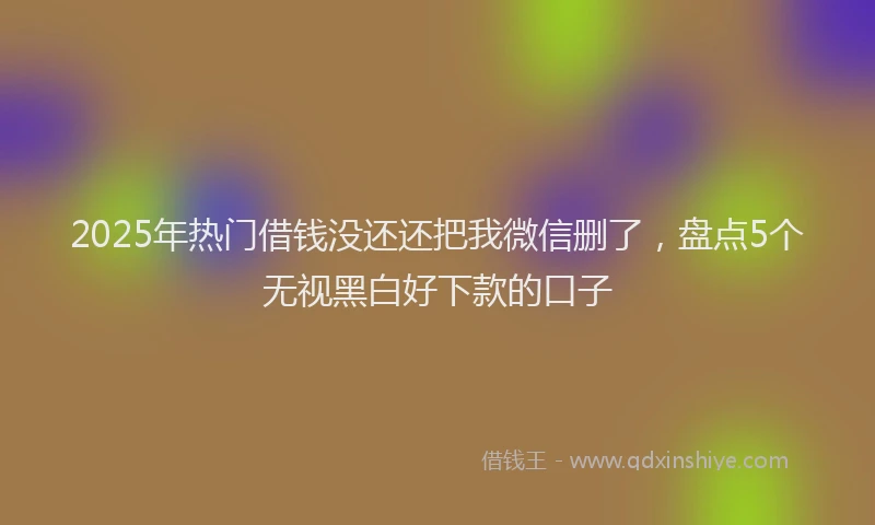 2025年热门借钱没还还把我微信删了，盘点5个无视黑白好下款的口子