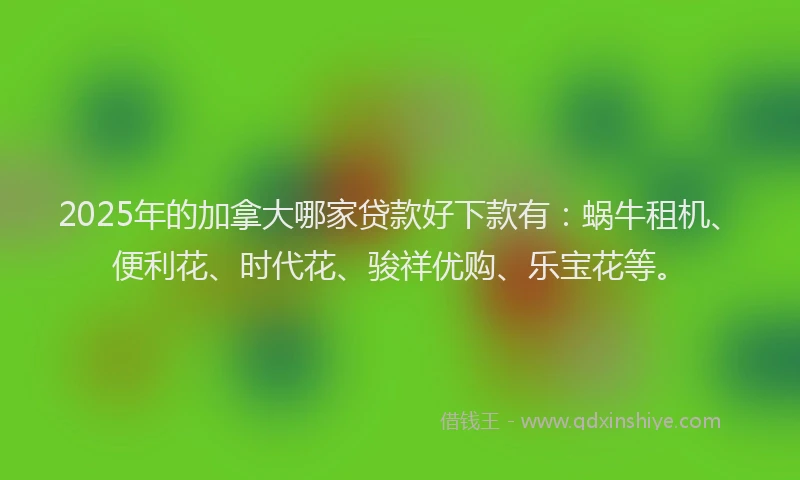 2025年的加拿大哪家贷款好下款有：蜗牛租机、便利花、时代花、骏祥优购、乐宝花等。