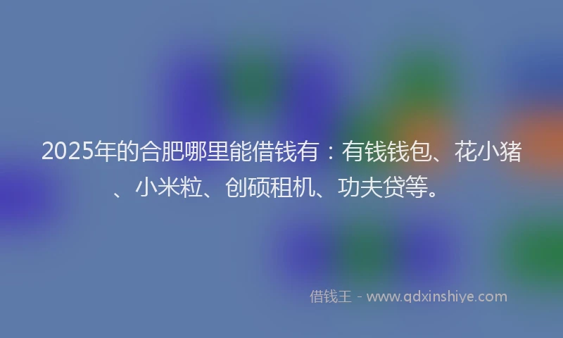 2025年的合肥哪里能借钱有：有钱钱包、花小猪、小米粒、创硕租机、功夫贷等。