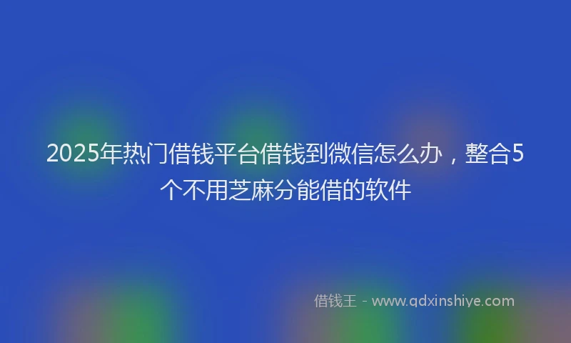 2025年热门借钱平台借钱到微信怎么办，整合5个不用芝麻分能借的软件