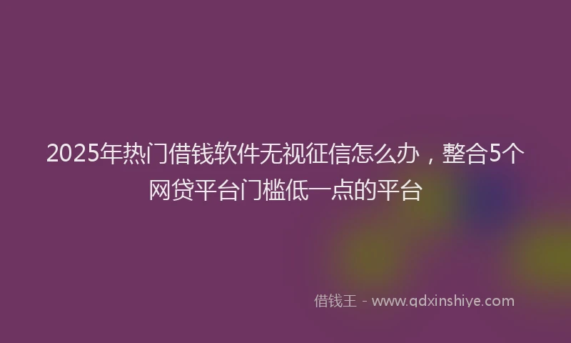 2025年热门借钱软件无视征信怎么办，整合5个网贷平台门槛低一点的平台