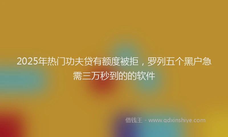 2025年热门功夫贷有额度被拒，罗列五个黑户急需三万秒到的的软件