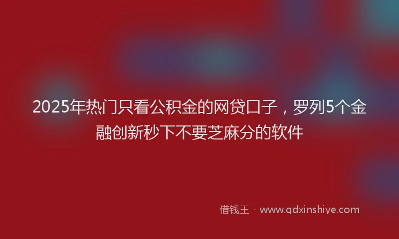 2025年热门只看公积金的网贷口子，罗列5个金融创新秒下不要芝麻分的软件