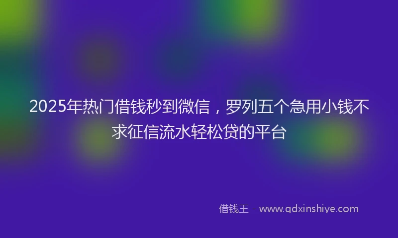 2025年热门借钱秒到微信，罗列五个急用小钱不求征信流水轻松贷的平台