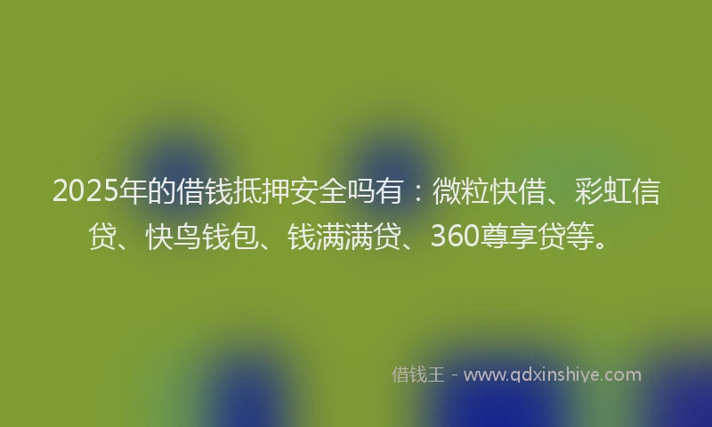 2025年的借钱抵押安全吗有：微粒快借、彩虹信贷、快鸟钱包、钱满满贷、360尊享贷等。
