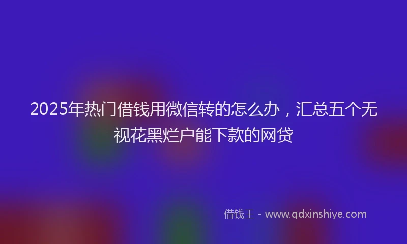 2025年热门借钱用微信转的怎么办，汇总五个无视花黑烂户能下款的网贷