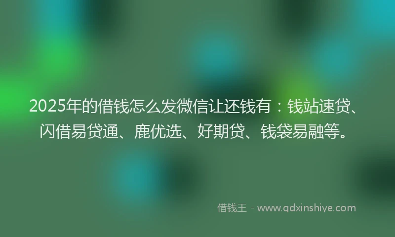 2025年的借钱怎么发微信让还钱有：钱站速贷、闪借易贷通、鹿优选、好期贷、钱袋易融等。