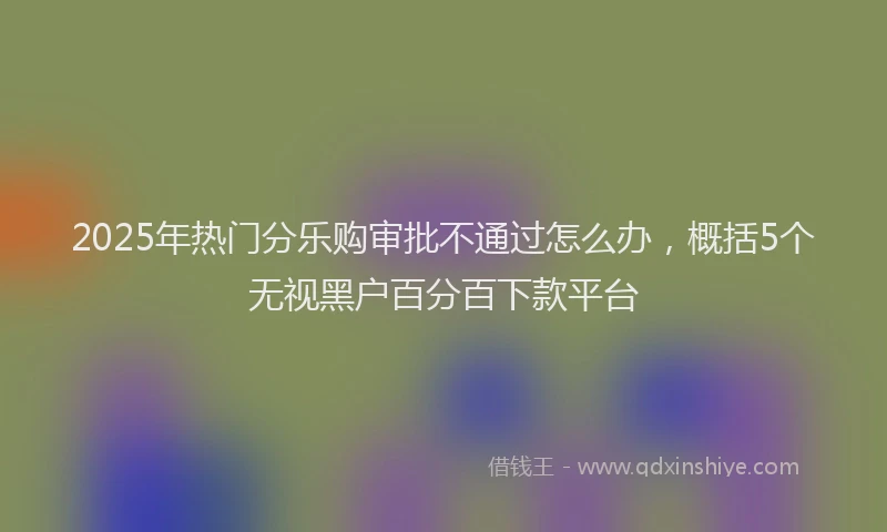 2025年热门分乐购审批不通过怎么办，概括5个无视黑户百分百下款平台