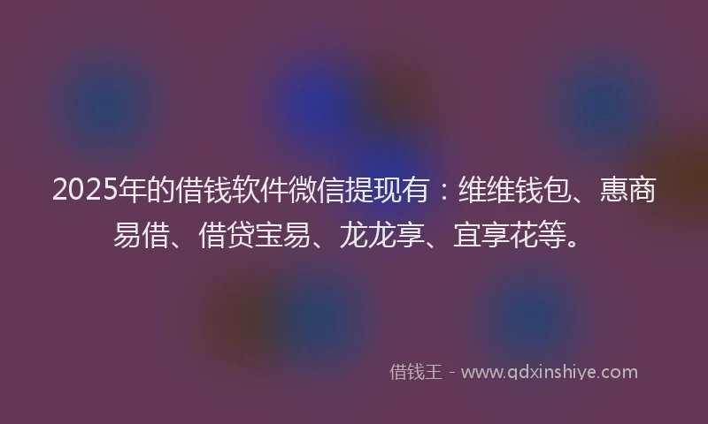 2025年的借钱软件微信提现有：维维钱包、惠商易借、借贷宝易、龙龙享、宜享花等。