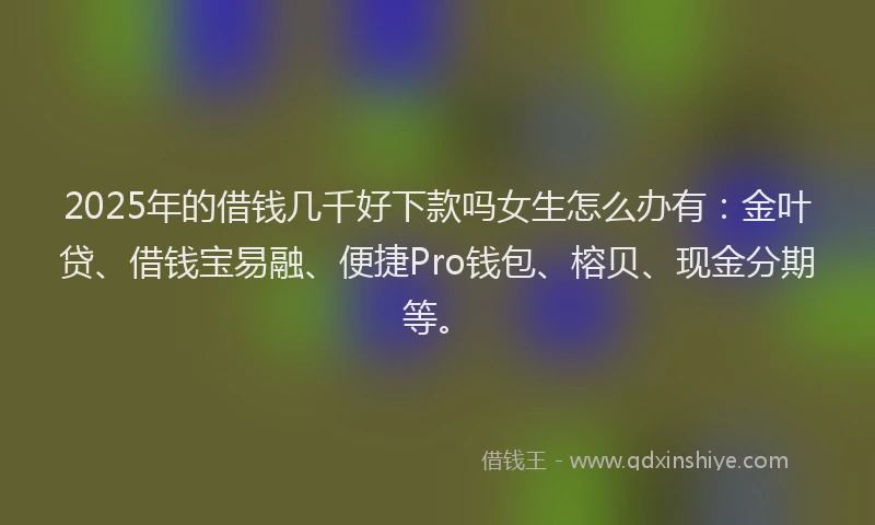 2025年的借钱几千好下款吗女生怎么办有：金叶贷、借钱宝易融、便捷Pro钱包、榕贝、现金分期等。