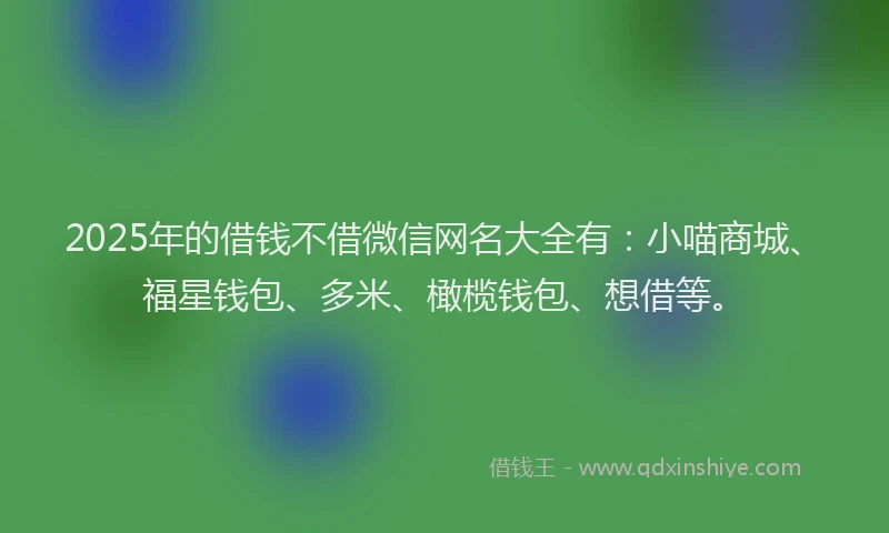 2025年的借钱不借微信网名大全有：小喵商城、福星钱包、多米、橄榄钱包、想借等。