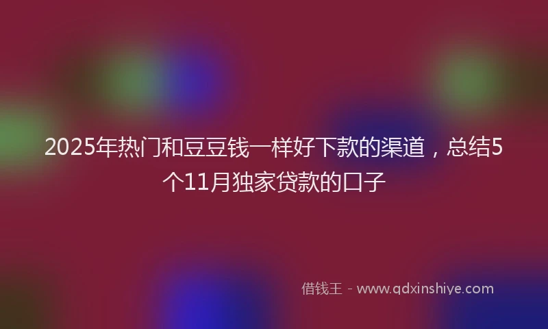 2025年热门和豆豆钱一样好下款的渠道，总结5个11月独家贷款的口子